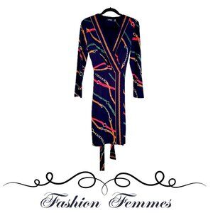 Lauren Navy Printed Wrap Dress